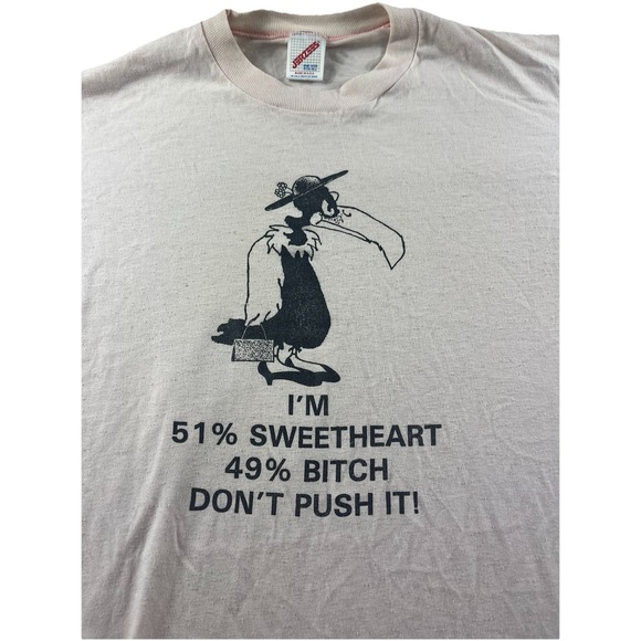 Jerzees Other - Vintage 80s Humor Graphic Shirt Buzzard 51% Sweetheart 49% B*tch Size XL USA